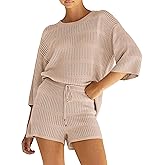 PRETTYGARDEN Women's Summer 2 Piece Cover up Knit Swimsuit Short Sleeve Tops Shorts Sets Bathing Suit Beach Outfits