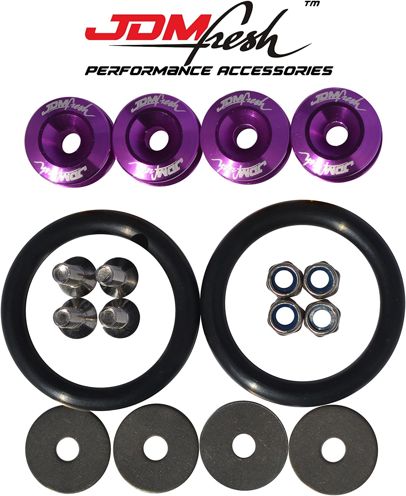 JDMFresh - Quick Release Fasteners for Car Bumpers Trunk Fender Hatch Lids Kit … (Purple)