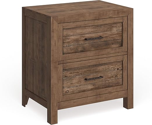 Amazon Com Brown Nightstand Rustic Mdf Wood Pine Finish Kitchen Dining