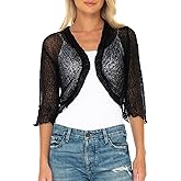 SHU-SHI Bolero Shrugs for Dresses Formal Sheer Cropped Cardigan Cocktail Sweater Lightweight Knit