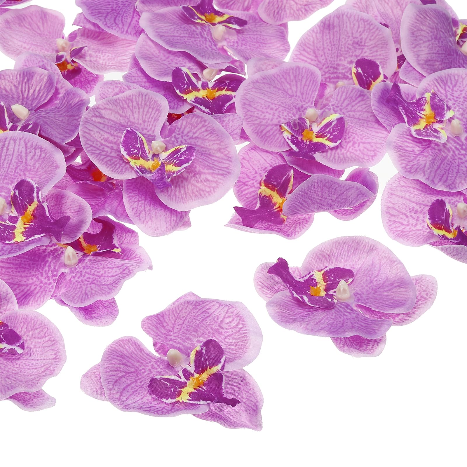 PATIKIL 3.5" Artificial Orchid Flower Heads, 40 Pack Silk Phalaenopsis Fake Butterfly Orchid Heads for Wedding Floral Bouquet Decor DIY Craft Making, Light Purple