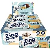 Zing Vegan Protein Bars, Dark Chocolate Coconut | 12 Count | Plant Based, Gluten Free Delicious Nutrition Bars | High Protein &amp; Fiber, Kosher, Low Sugar with No Sugar Alcohols