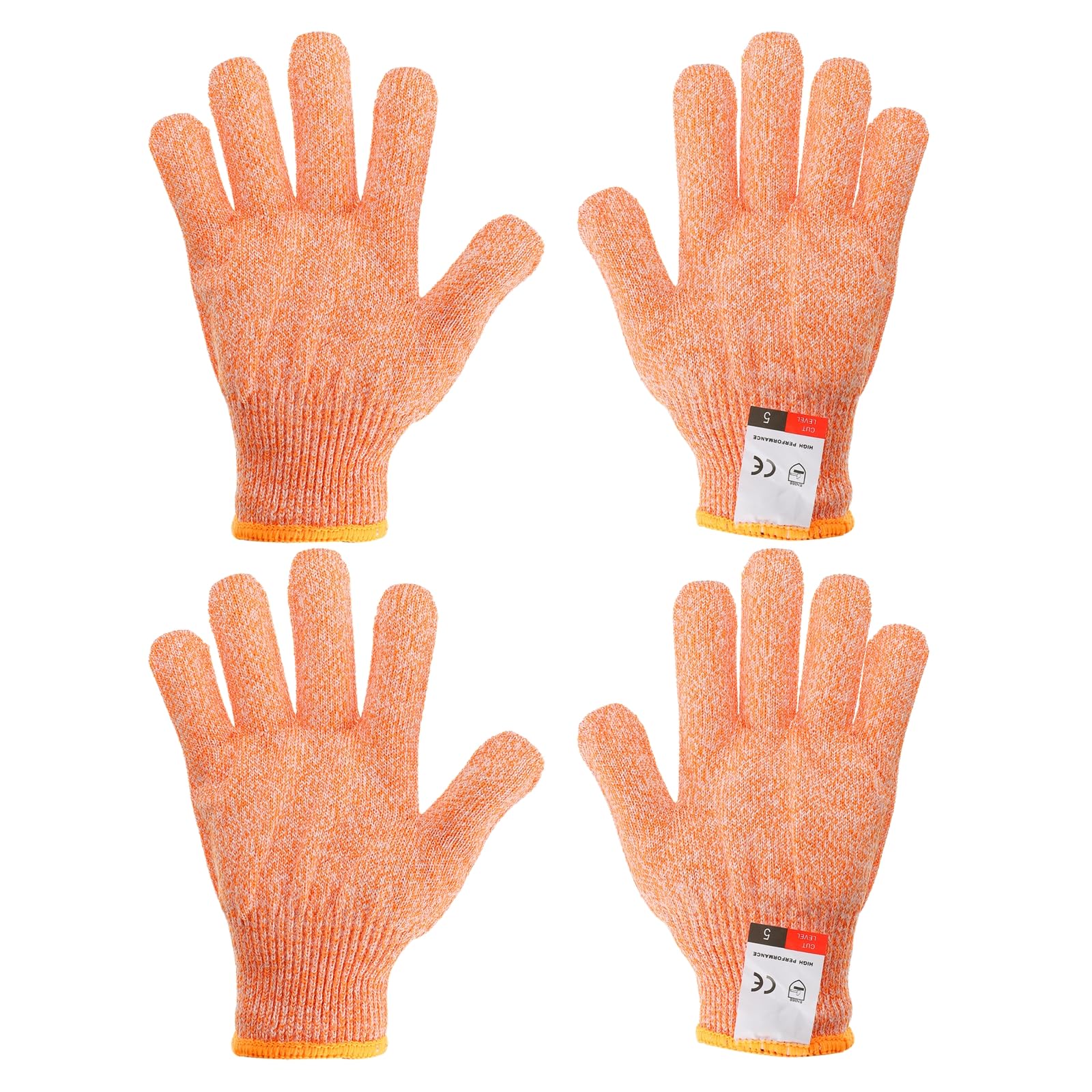 PATIKIL Cut Resistant Gloves, 2 Pair Level 5 Protection Anti Cutting Gloves Cut Proof Gloves for Kitchen Wood Carving Working, Extra Large, Orange