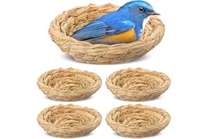 Patelai 4 Pcs Bird Nest Handmade Woven Flat Base Dove Bird House Breeding Nest Small Animal Cage Accessories for Pigeon Parrot Budgie Parakeet Cockatiel Hamster Gerbil Pig(3.54-4.72 Inch)
