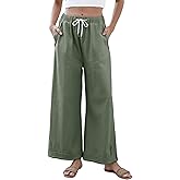 Athlisan Womens Baggy Wide Leg Palazzo Pants Casual Loose Drawstring Elastic Waisted Lounge Trousers with Pockets