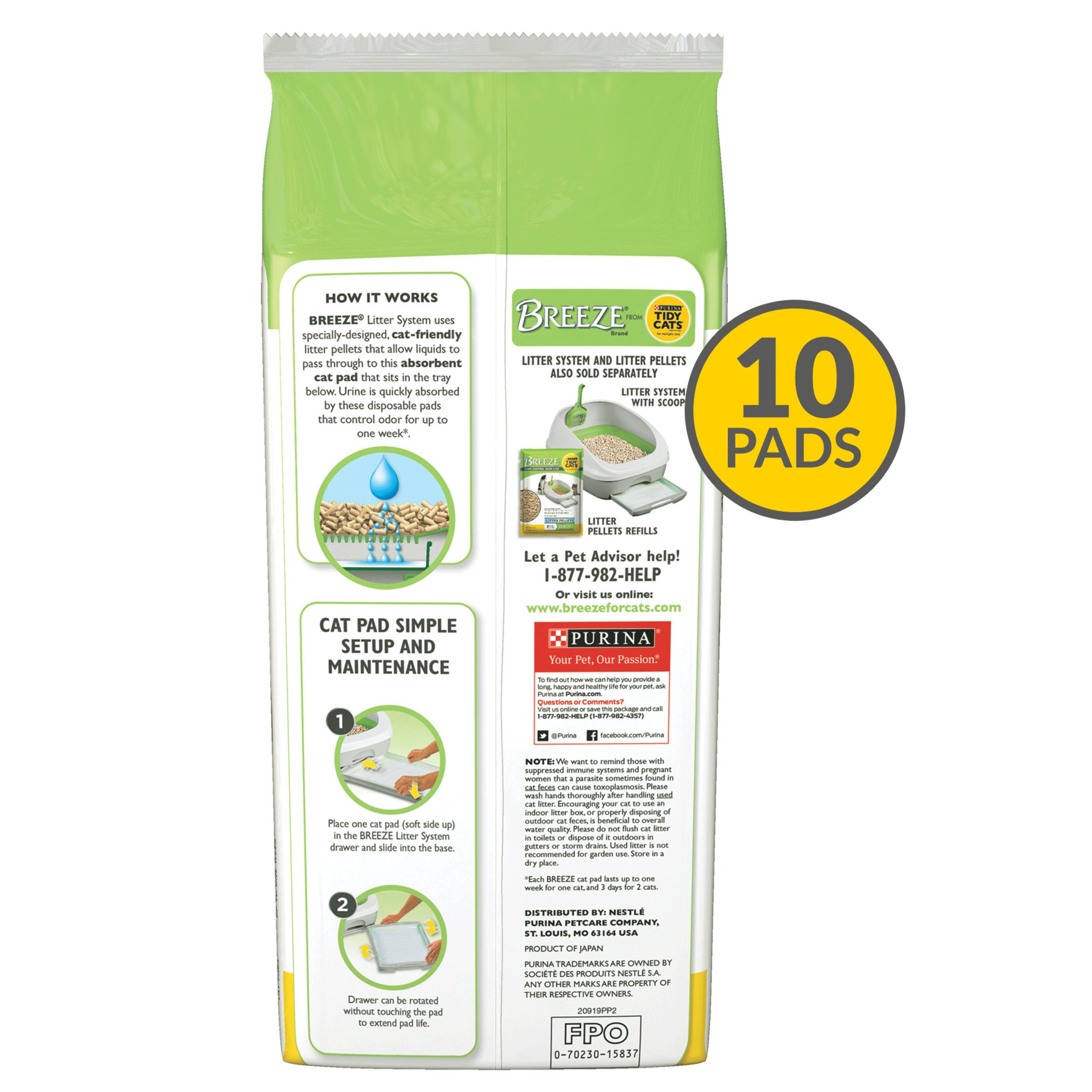 Purina Tidy Cats BREEZE Cat Pads Refill Pack Six (6) 10Count Pouches