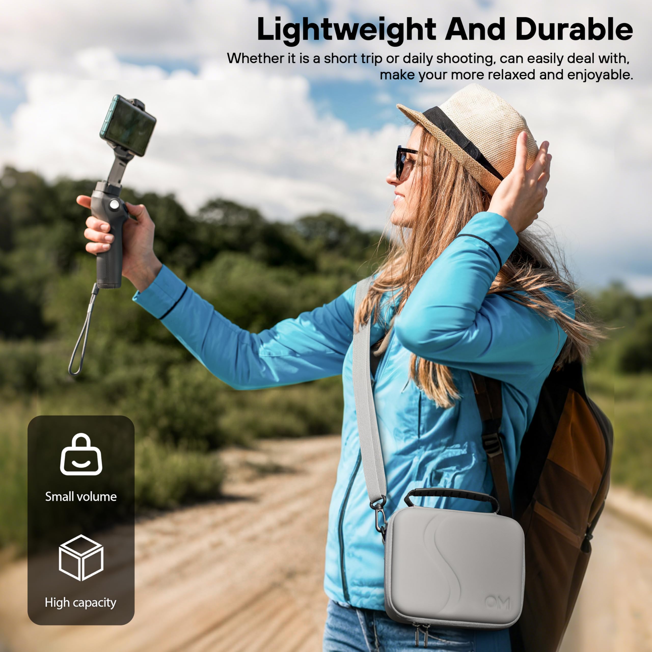 STARTRC PHOTO Osmo Mobile 7P Case,Portable PU Shoulder Bag for Dji OM 7 Pro/7 OM8 Gimbal Stabilizer Travel Case for DJI Osmo Mobile 7/7P Accessories