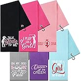 Moukeren 6 Pcs Funny Golf Towel for Women Mom Embroidered Ball Towel Gift Swing Swear 16 x 24 Microfiber Waffle for Golf Bag with Clip Accessories for Grandma Aunt Girlfriend Retirement Present