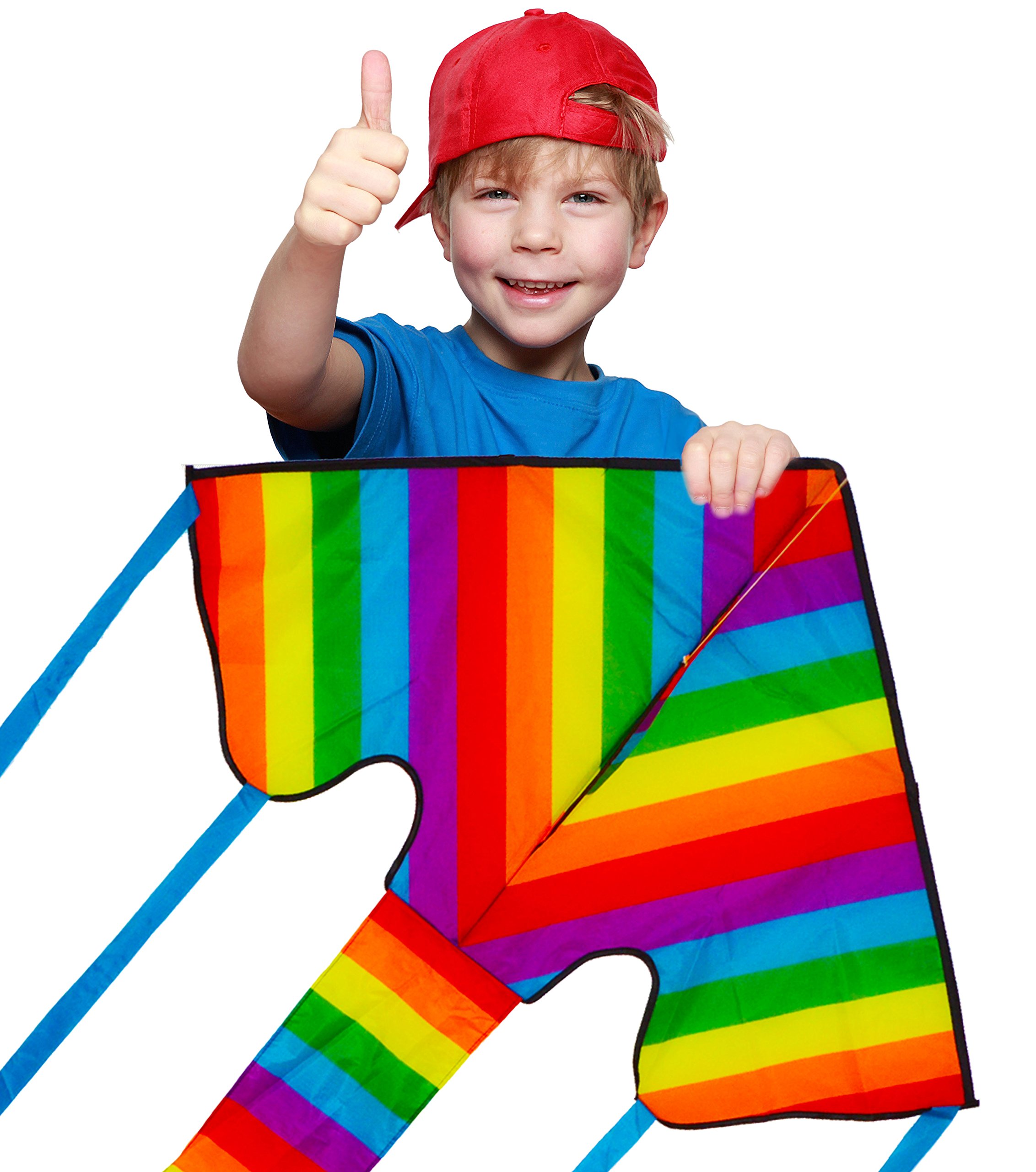 Beautiful Rainbow Kite For Kids And Adults (Large) - Bright Colours That Really POP! Very Easy To Fly - Suitable For Beginners, Boys, Girls, Children and Adults. Outdoor Games Activities and Summer Fun. Comes With Lifetime Warranty and Mone