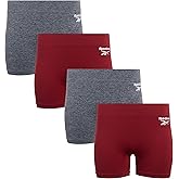 Reebok Women's Boy Short Panties - 4 Pack Stretch Performance Seamless Underwear for Women, Tagless for Comfort (Sizes: S-XL)