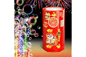 Ivtivfu Fireworks Bubble Machine with Lights for Party (20 Holes with 250ml Bubble Solution), Firework Bubble Machine, Kids Bubble Machine with Closeable Sound, Party, Christmas, Chinese New Year