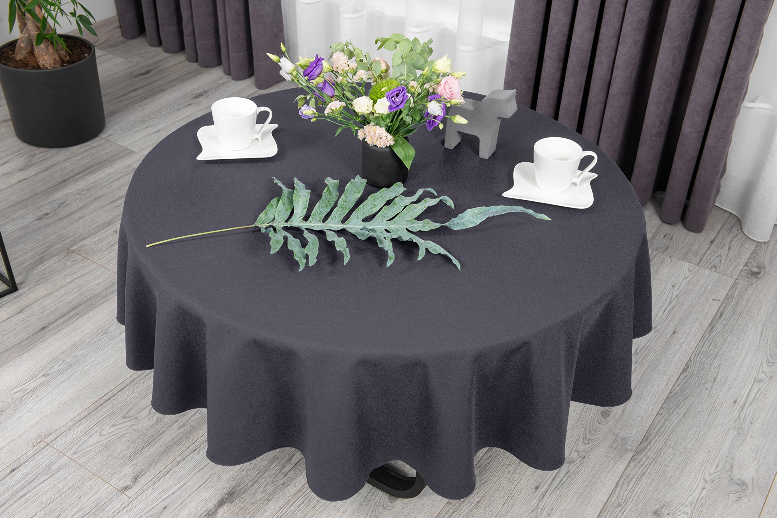 NIBLO Tablecloth, Table Runner, Table Linen, Table Decoration, Table Cloth (Graphite, Oval Tablecloth, 120 x 260 cm)