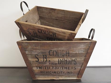 Set von zwei Rustikale Vintage-Stil Aufbewahrung Kisten aus Holz mit