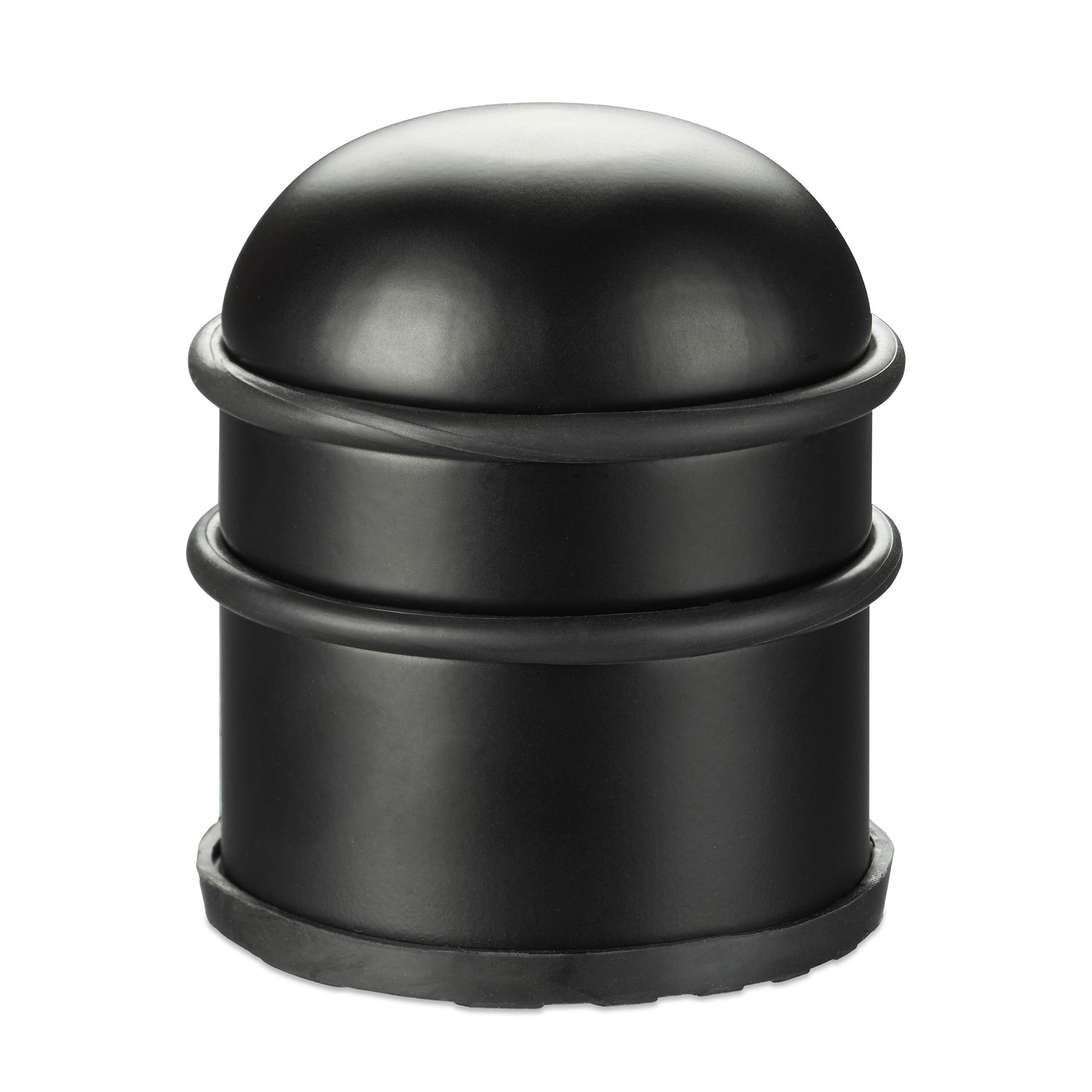 Relaxdays Door Stopper, for Doors & Windows, Stainless Steel & Rubber, High & Round, Indoor, HxØ: 8.5 x 7 cm, Black