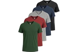 Real Essentials 5 Pack: Men’s V-Neck Dry-Fit Moisture Wicking Active Athletic Tech Performance T-Shirt