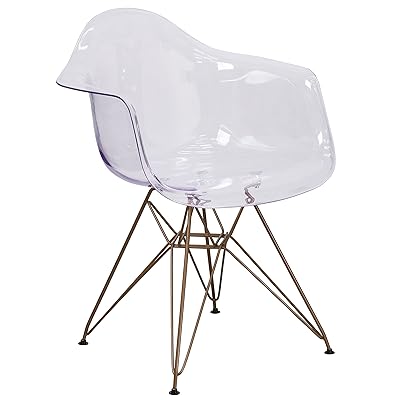 Flash Furniture Alonza Series Transparent Side Chair with Gold Base