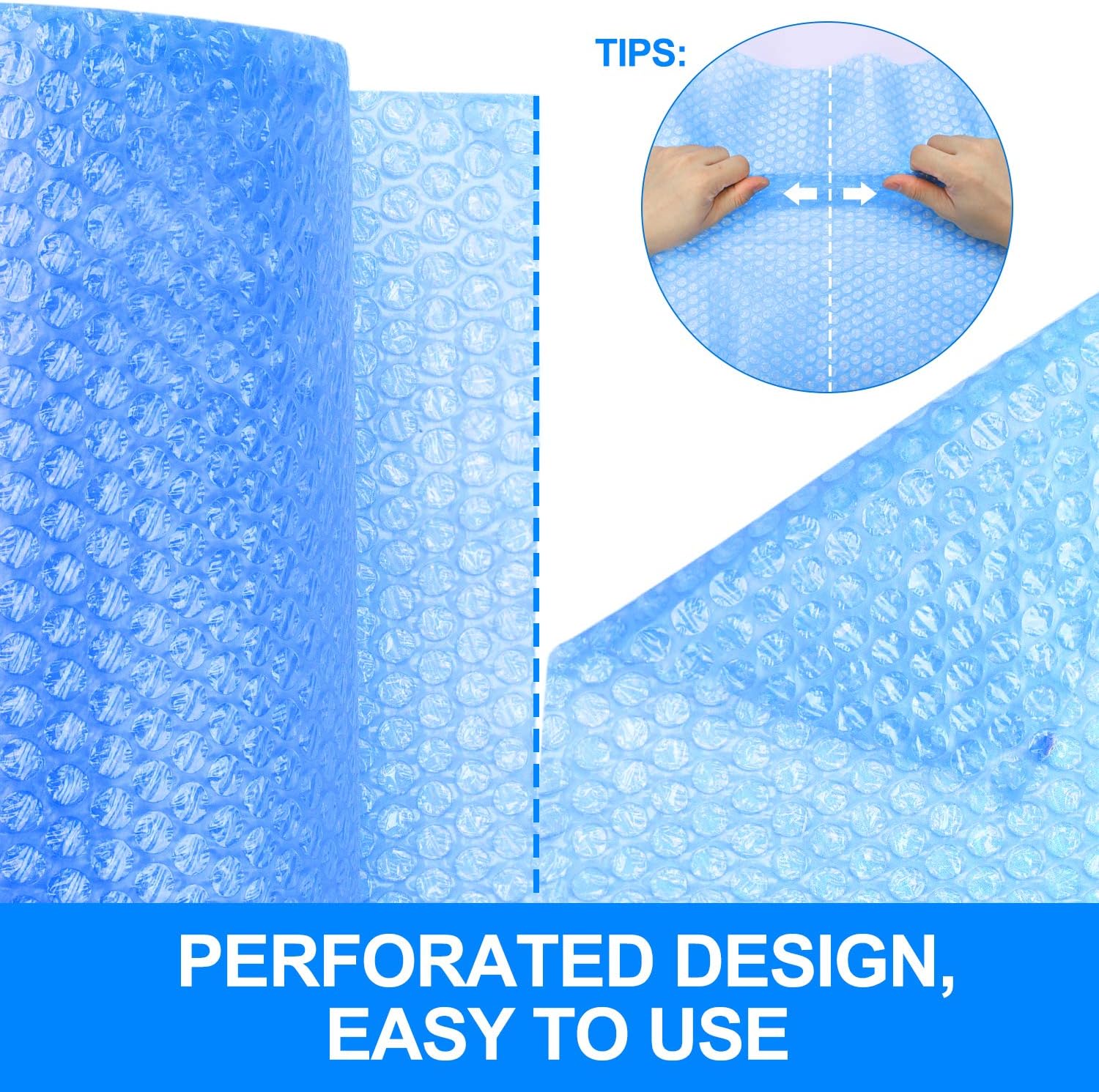 Fuxury Blue 16" Anti-Static Bubble Cushioning Wrap Roll Air Bubble Roll 1 Roll 36 Feet, Perforated Every 12", Included 10 Fragile Sticker Labels for Packaging Moving Shipping Boxes Supplies : Office Products