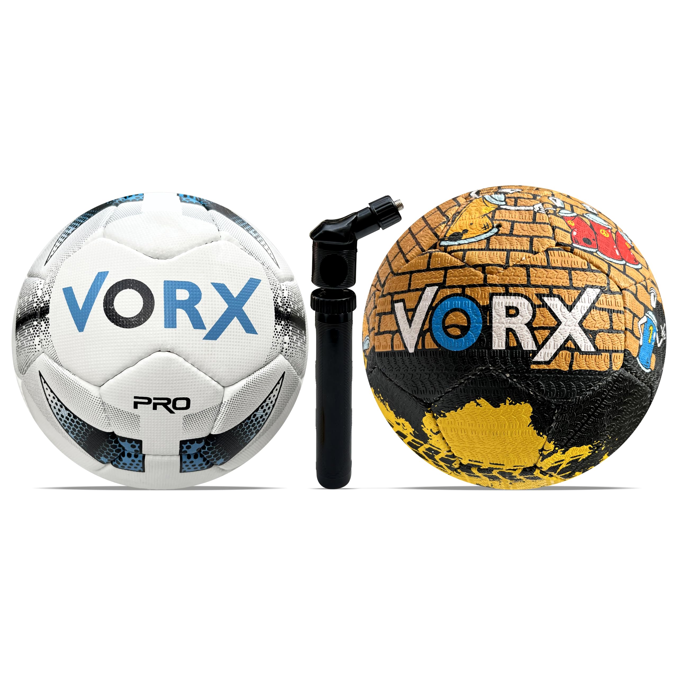 VORX Football Ball 2piece Size 5 With Pump Pro Quality Robust Training Football Ball Street Ball For Adults & Kids 1% Of Sale Value Will Be Donated To Children’s Hospital