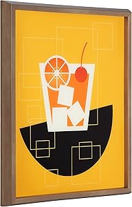 Kate and Laurel Blake Old Fashioned Cocktail Framed Printed Glass Wall Art by Amber Leaders Designs, 16x20 Dark Gold, Chic Mid-Century Wall Decor