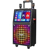 GEARDON Karaoke Machine with Lyrics Display Screen for Adults, Built-in 15 Inches Tablet, Bluetooth Speaker with 2 Wireless Mics, 1000W Peak Power, DJ Lights, Portable Karaoke System for Any Occasion