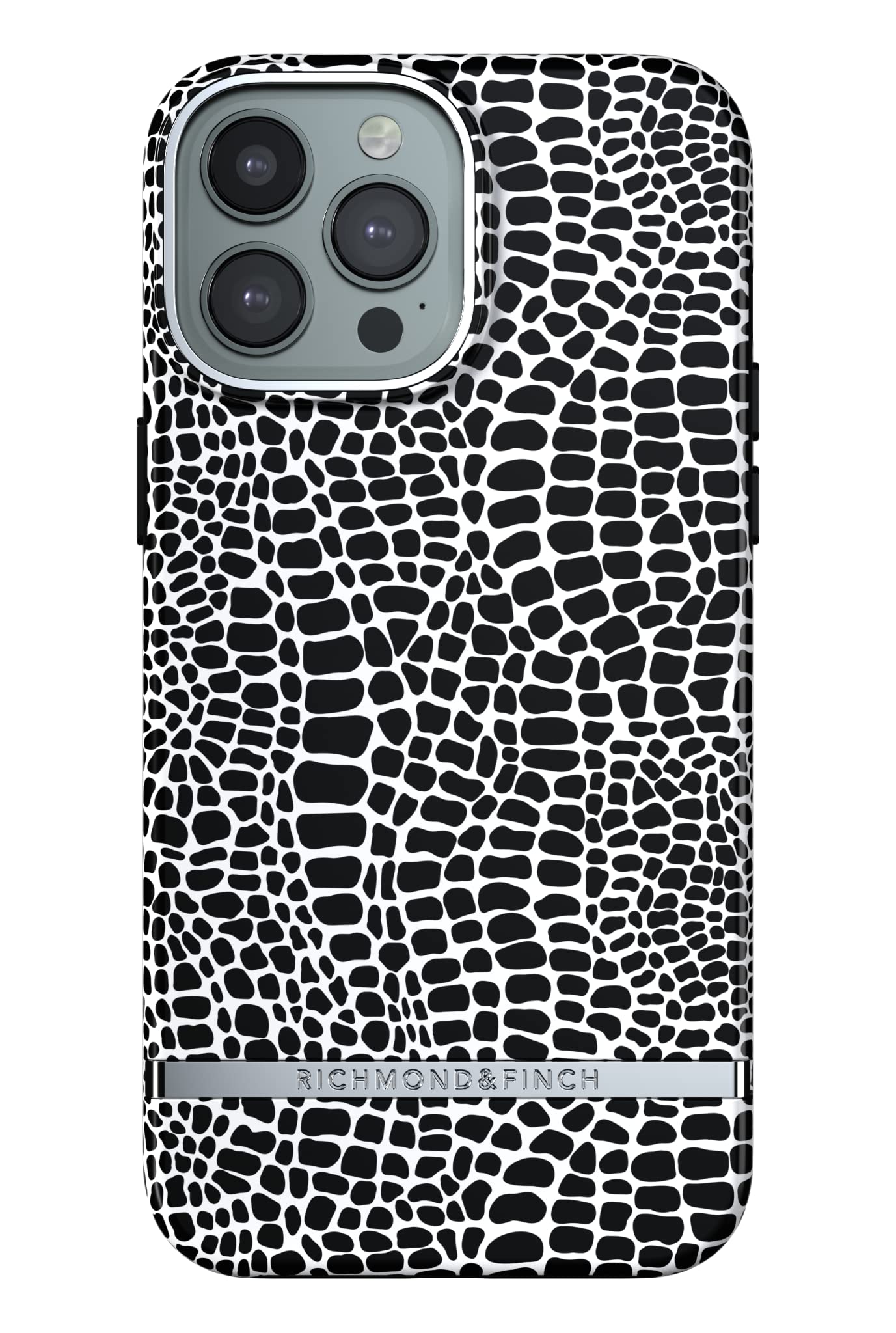 RICHMOND & FINCH Phone Case Compatible with iPhone 12 / iPhone 12 Pro, Black Croc Design, 6.1 Inches, Shockproof, Raised Edges, Fully Protective Phone Cover