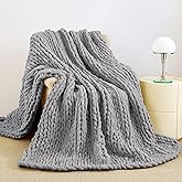 Admitrack Chunky Knit Blanket Throw, 100% Hand Knit Chenille Throw Blanket for Sofa & Home Decor, Soft and Cozy Knitted Throw Blankets (Dark Gray,51"x63")