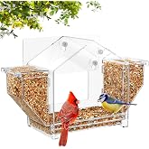 Window Bird Feeder with Dual Side Storage, Strong Suction Cups and Adhesive | High Capacity Outside Birdfeeder for Window, Close-up Viewing for Indoor Cats &amp; Seniors, Ideal Nature Gift
