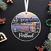 Lerime66 Portland City Travel Souvenirs Christmas Ornament Acrylic, New City Gift, New Home Gifts, Move to Portland City in Oregon Gifts, Ornament Gifts for Friends, Portland City Lovers