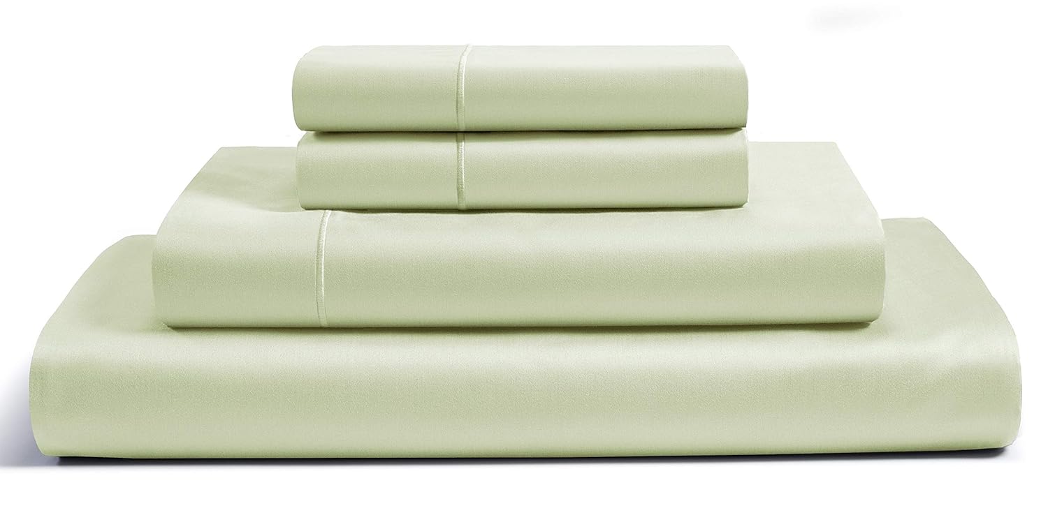 800-Thread-Count Best 100% Egyptian Cotton Bed Sheet Set - Sea Foam Long-staple Cotton Queen Sheet For Bed, Fits Mattress Upto 18'' Deep Pocket, Soft Sateen Weave 4-Piece Sheets & Pillowcase Set