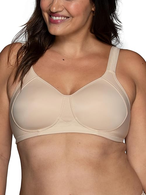 Vanity Fair Womens Medium Impact Sports For Breathable, Moisture Wicking, Padded Cups Up To Ddd Bra, Wireless - Neutral, 44DD US