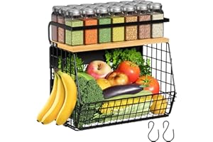 OFIRAY-HOME Magnetic Shelf for Fridge with Wood Lid, Fruit Potato and Onion Storage Bins, Pantry Organizers & Storage, Large Container Magnetic Spice Rack for Refrigerator, Kitchen Counter, Cabinet