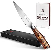 TUO Utility Knife, 5 inch Small Kitchen Knife for Paring & Slicing, with Ergonomic Pakkawood Handle, High Carbon German Stainless Steel - Fiery Phoenix Series