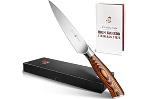 TUO Kitchen Utility Knife- Small Kitchen Knife - High Carbon German Stainless Steel Cutlery - Ergonomic Pakkawood Handle - Lu