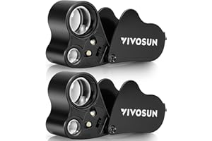 VIVOSUN 2-Pack 30X 60X Illuminated Jewelers Loupe Foldable Magnifier with LED Light for Jewelry Gems Watches Coins Stamps Antiques Black