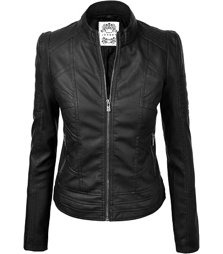 Lock and Love LL WJC746 Womens Vegan Leather Motorcycle Jacket XS