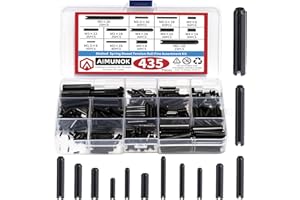 AIMUNOK 435-Piece Roll Pin Assortment Kit - Slotted Tension Pins, Split Dowels & Expansion Spring Pins - Includes M1.5 to M6 Sizes (13 Types) - Durable Spring Steel for Secure Fastening