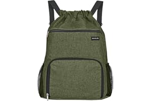 BAVELOE Drawstring Backpack with Wet Pocket & Shoe Compartment, Water-Resistant Sports Gym Swim String Bag for Women Men(Green)