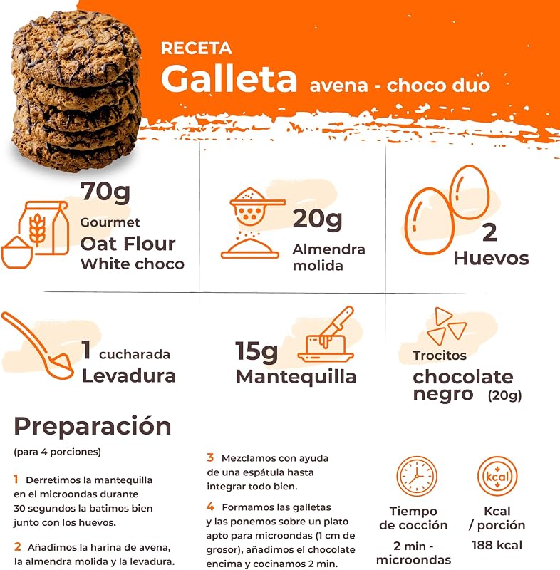 Oat Gourmet Harina de Avena Integral, Fuente de Proteína con Bajo Contenido en Azúcares, Sabor Chocolate Blanco, 1.9 Kg