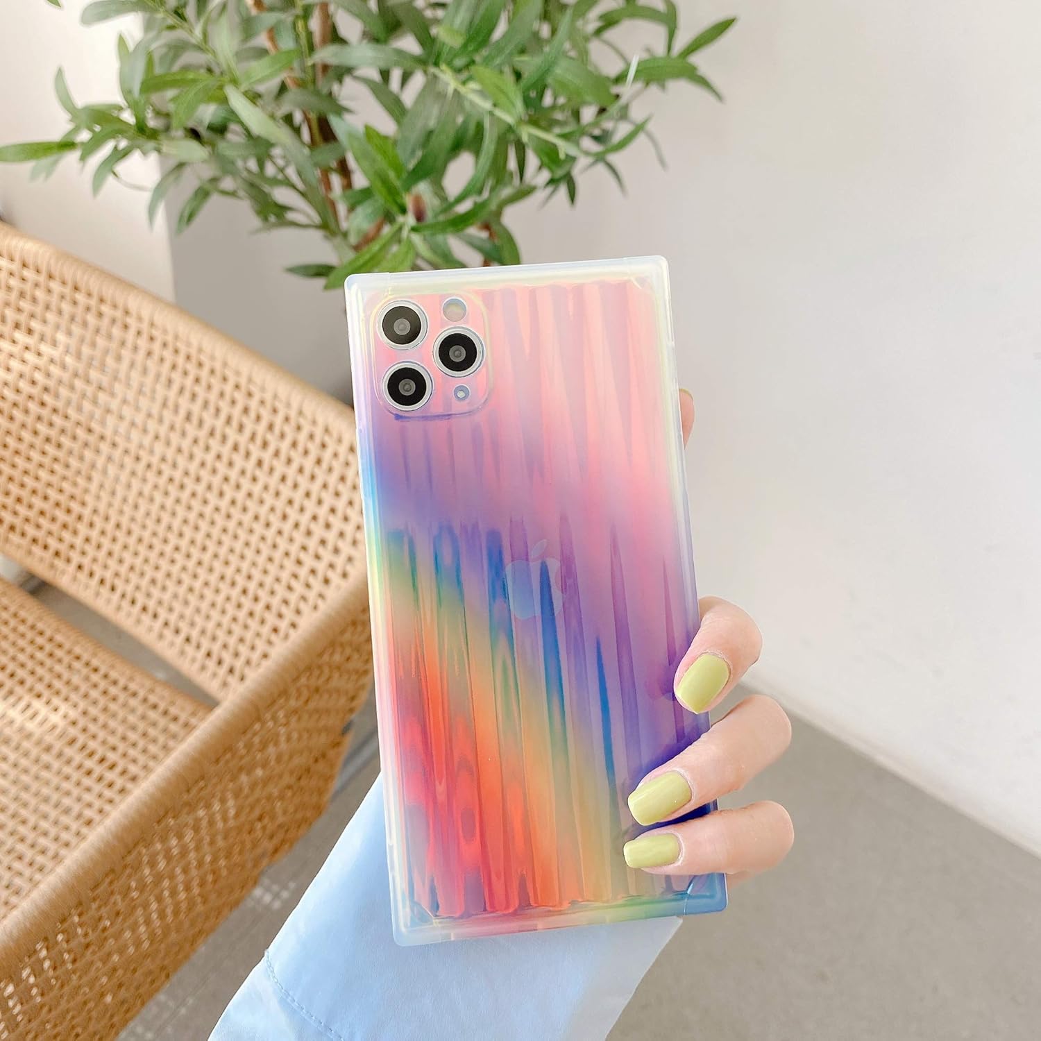 Cocomii Square Holographic Clear iPhone XR Case, Slim Thin Glossy Soft Flexible TPU Silicone Rubber Gel Shiny Gradient Reflection Fashion Bumper Cover Compatible with Apple iPhone XR 6.1" (Rainbow)