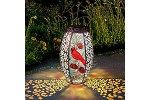 LAREKOOK Mothers Day Gifts Outdoor Solar Lantern-Waterproof cardinal Hanging Metal Decorative Lights for Patio Table Garden Pathway Yard with Super Bright Warm White LED, Large Solar Panels, Auto On/Off Sensor