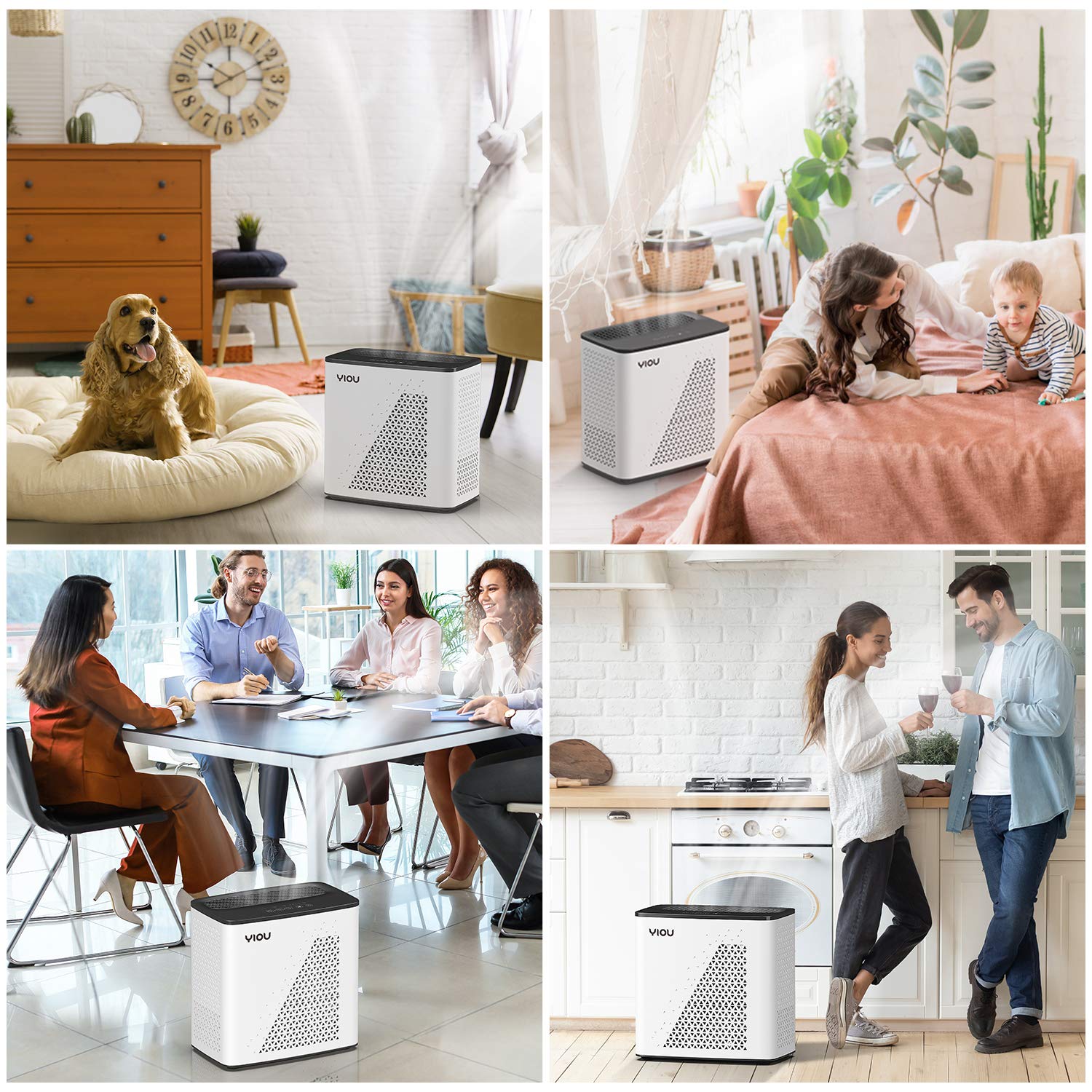 YIOU Air Purifier for Bedroom Home, Large Room Up to 1295 Ft², H13 True HEPA Filter for Pets Hair, Wildfires, Smoke, Dander, Pollen, Quiet 20dB Air Cleaner for Office Living Room Kitchen Dorm, White