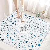 Non Slip Shower Mat with Drain Holes in Middle: 27×27Inch Super Soft Loofah Shower Mats for Inside Shower, Shower Stall Mats Floor Mats for Home,Hotel,Spa,Gym