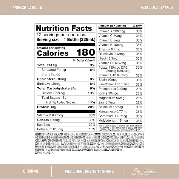 SLIMFAST MEAL REPLACEMENT SHAKE, ORIGINAL FRENCH VANILLA, 10G OF READY TO DRINK PROTEIN, 11 FL. OZ BOTTLE, 4 COUNT (PACK OF 3) (PACKAGING MAY VARY)