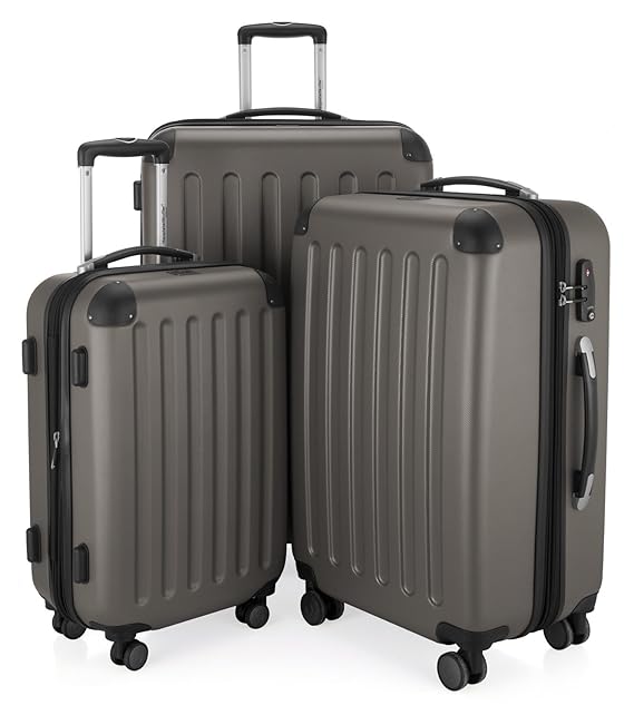 Hauptstadtkoffer - Spree - 3er Koffer-Set Trolley-Set Rollkoffer Reisekoffer Erweiterbar, TSA, 4 Rollen, (S, M & L), Graphit
