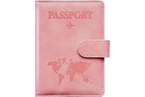 QIVANLIFE Passport Holder for Travel Women and Men RFID Passport Holder with Card Slots Holder Passport Case Passport cover Passport Wallet Travel Essentials and Accessories (Buckle, PINK)