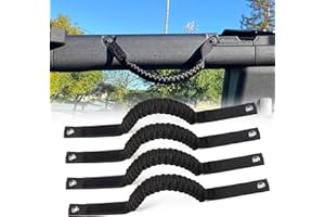 sukemichi for Bronco Grab Handles, Paracord Roll Bar Grab Handles for 2021 2022 2023 2024 2025 Ford Bronco Accessories 4 Door 2 Door, Black, 4 Pack