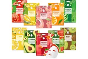 10 Pack Variety Facial Sheet Masks Skin Care Set, Hydrating Bulk Sheet Face Masks Skincare Gifts Set for Women Men, Long Last