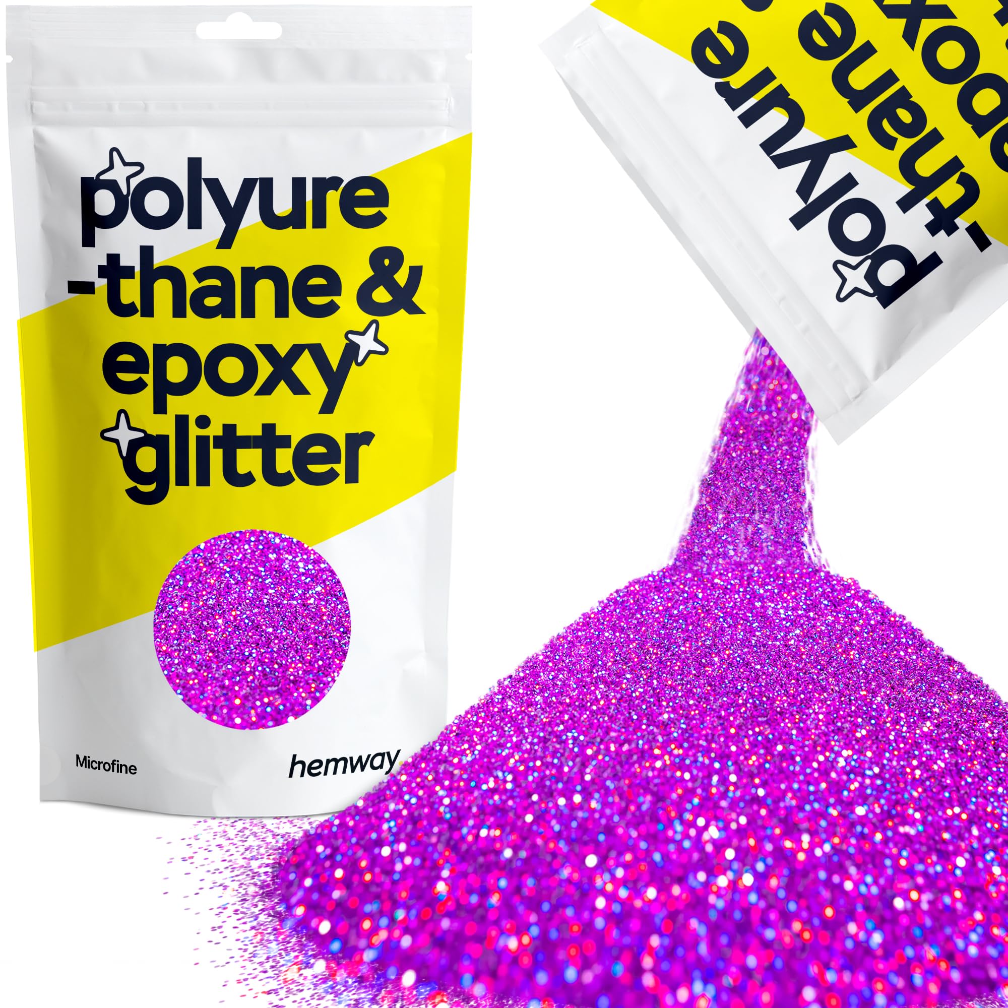 Hemway Resin Glitter Purple Holographic 100g Microfine | Polyurethane & Epoxy Glitter for Resin Crafts, Tumblers, Coasters, Floor & Table Art