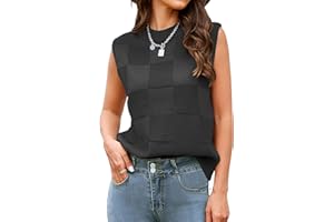 MFAVIP Women's Sweater Vests Crew Neck Sweater Sleeveless Sweater Tops Casual Knit Tops Tank Solid Vests
