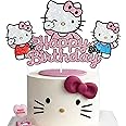 Cartoon cat birthday cake decoration, sparkling cat themed cake decoration